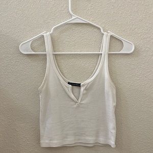 White cropped v neck tank